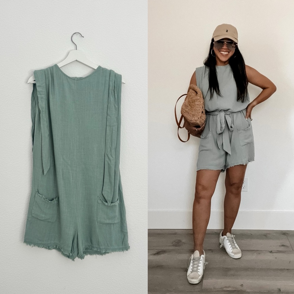 Sage Green Sleeveless Romper (XS)